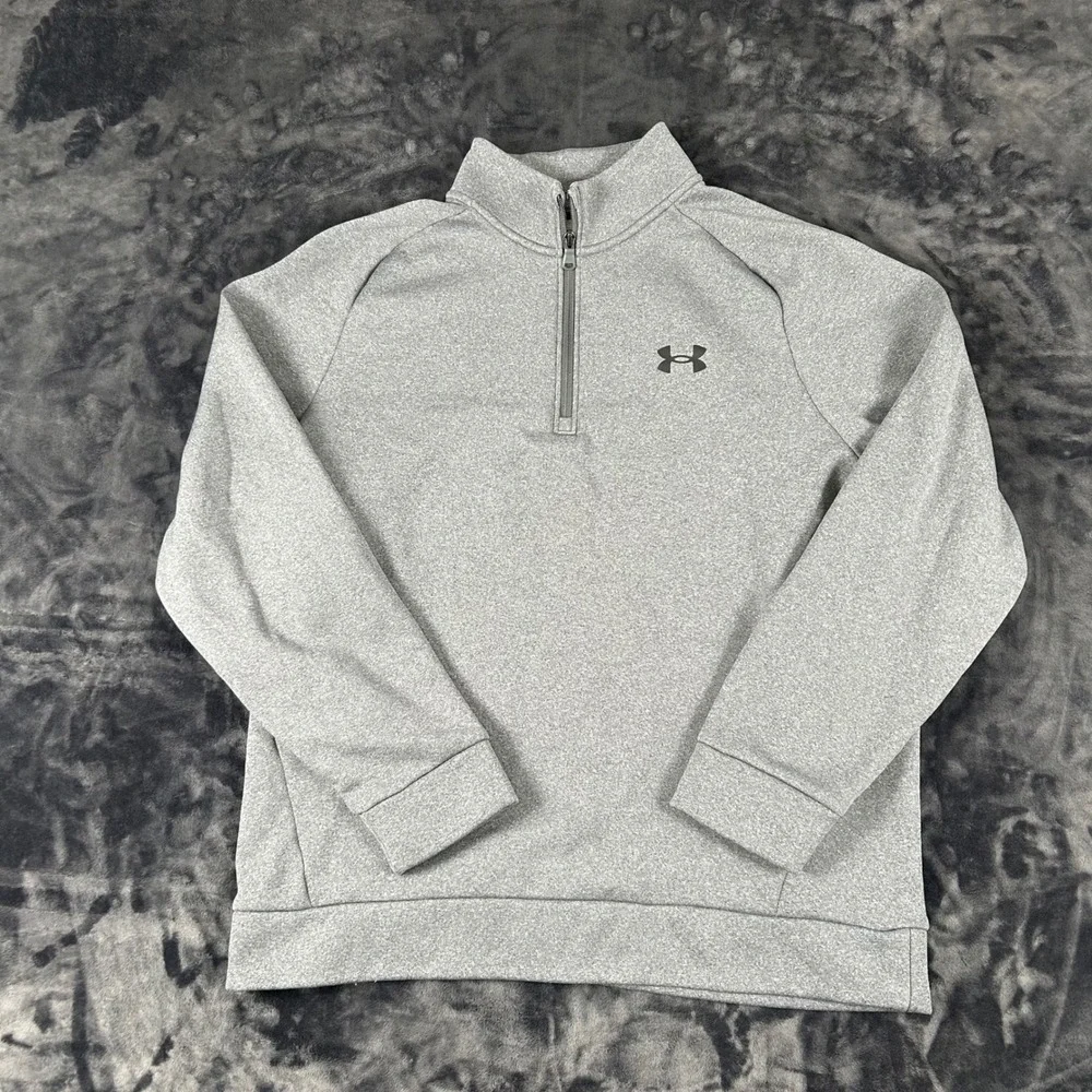 Under Armour Quarter Zip Pullover Mens XL Gray Heathered Fleece Loose Fit 2259